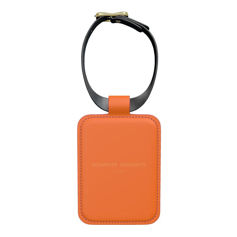 S.G. ORANGE LEATHER LUGGAGE TAG