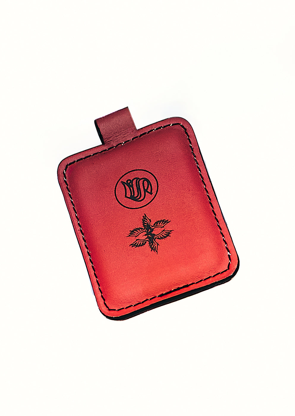 S.G. RED GRADIENT LEATHER LUGGAGE TAG